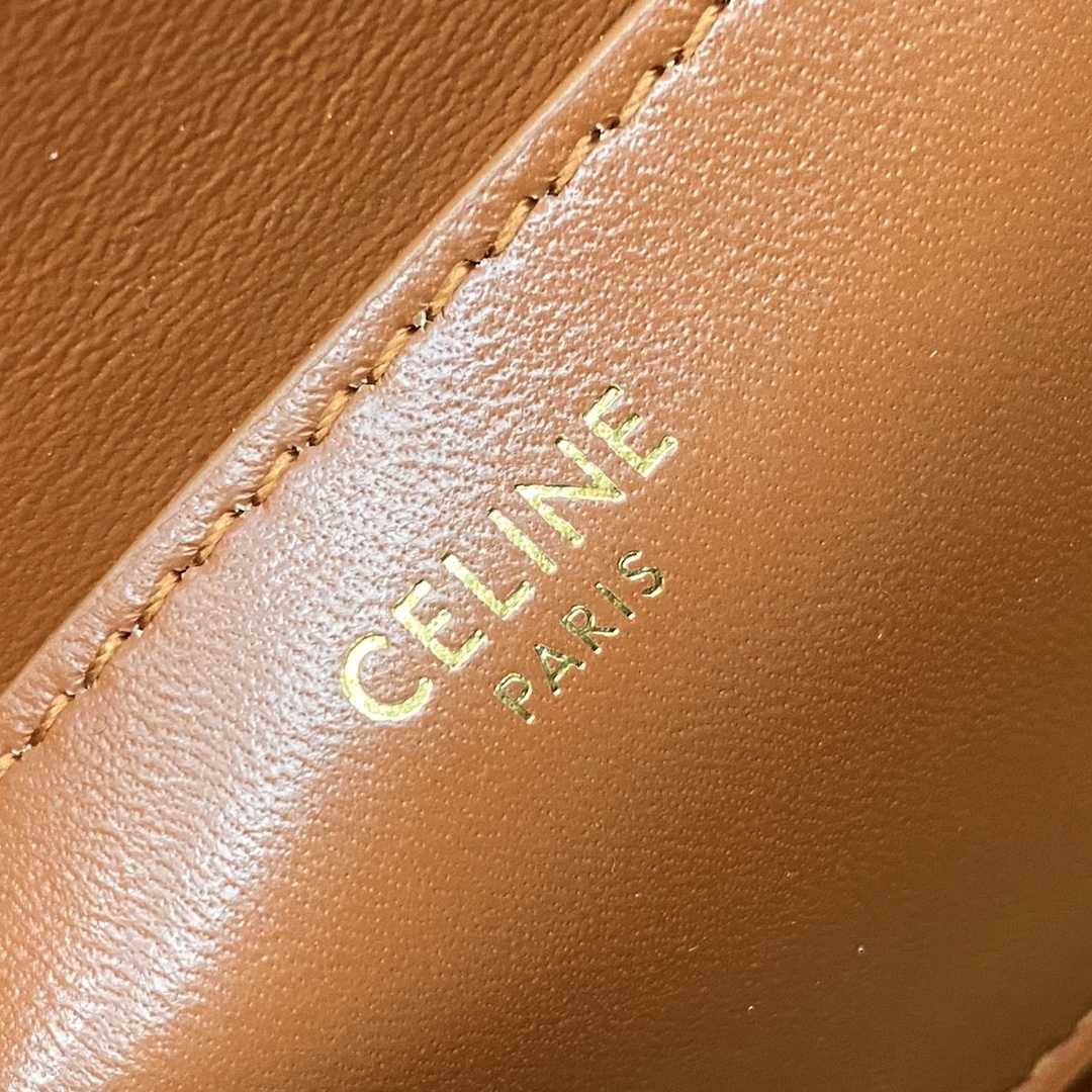 Celine Clutch On Strap Tabou In Triomphe Canvas And Calfskin Tan 101592